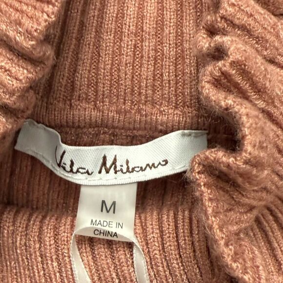 Vila Milano Rustic Oak Long Sleeve Mock Neck Sweater Women’s Size Medium - Picture 3 of 6